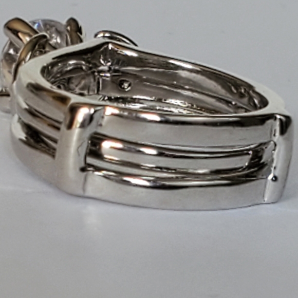 Silver Plated Wedding Band Ring Set Size 5 Cubic Zirconia 1.5 CWT - Picture 8 of 10